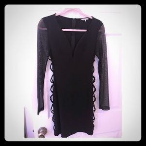 Mesh mini black dress